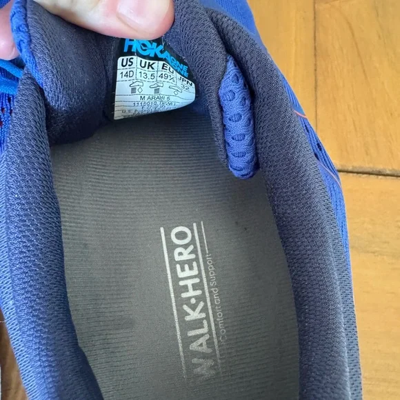 Hoka Mens Arahi 5 Size 14D Blue - Picture 4 of 5